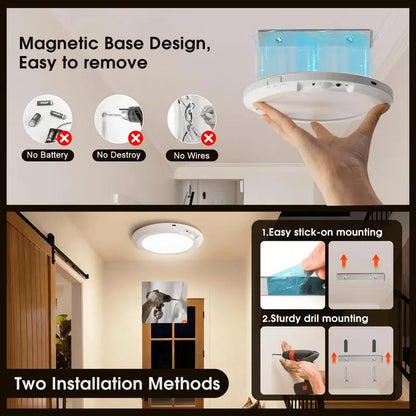 Rechargeable Wireless Sensor Ceiling Light with Remote Control and USB Charging for Versatile Indoor and Outdoor Use