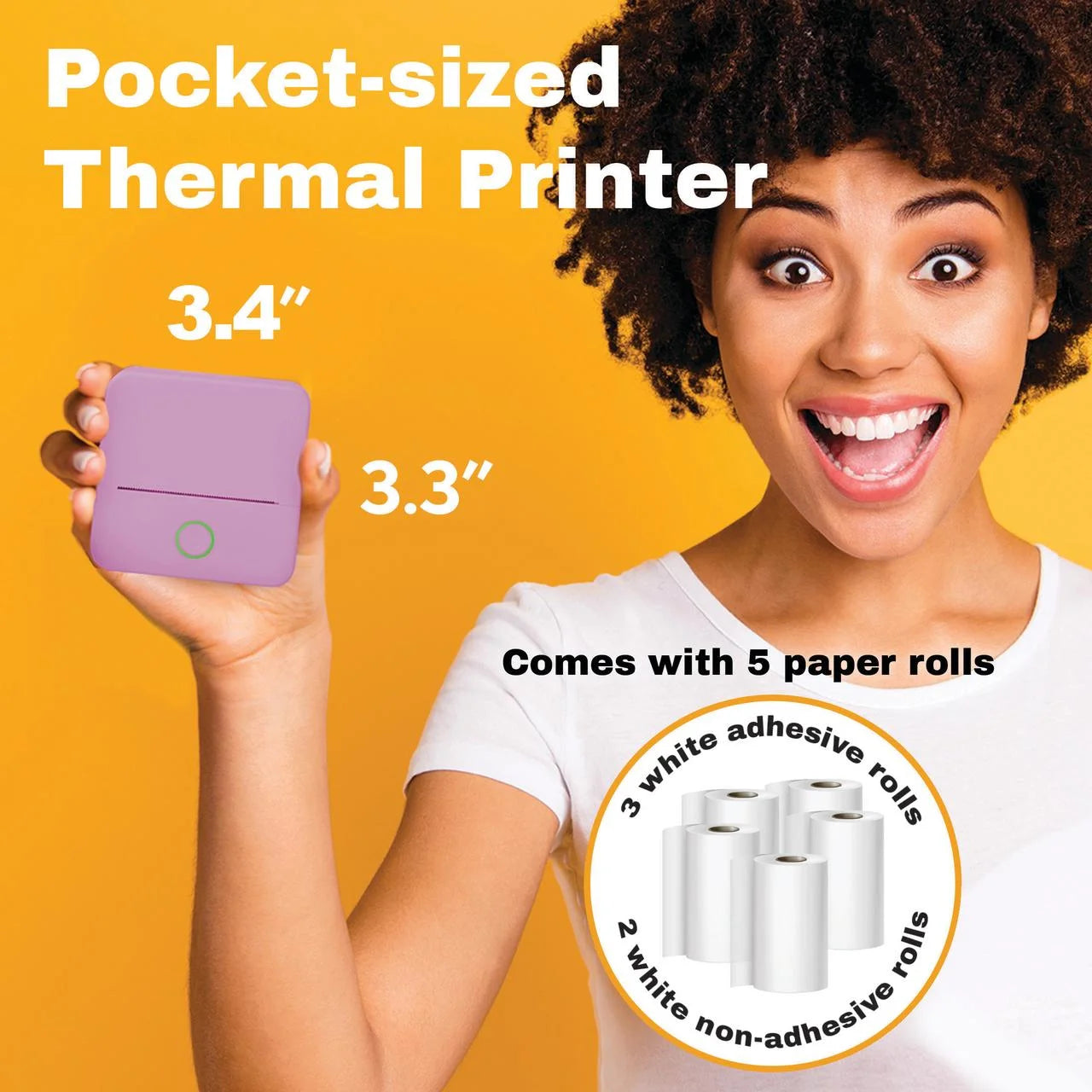CTP500 Wireless Mini Inkless Thermal Printer and Label Maker - Ideal for Android and iOS Users in Elegant Purple