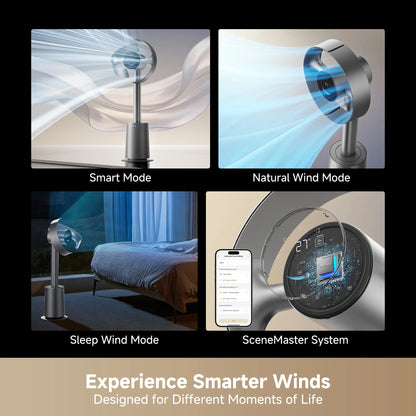 DREAME MF10 Bladeless Tower Fan for Bedroom, Smart Standing Fan with 270° Spatial Airflow for Whole-Room Circulation, 59Ft/S High Velocity, 10 Speeds 3 Modes, Temperature-Adaptive Airflow, Mf10-Beige