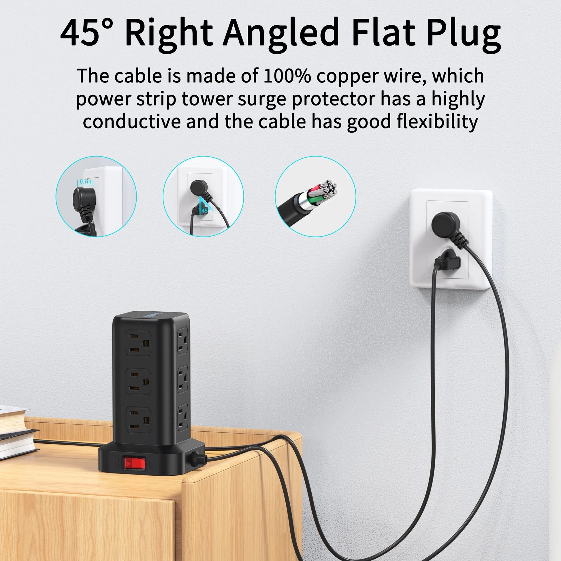 Level up your charging game! ⚡️ Power Strip Tower with 12 Outlets & 4 USB Ports + 6.5Ft Cord - Perfect for all your devices! 🖤🔌 #ChargingStation #SurgeProtector