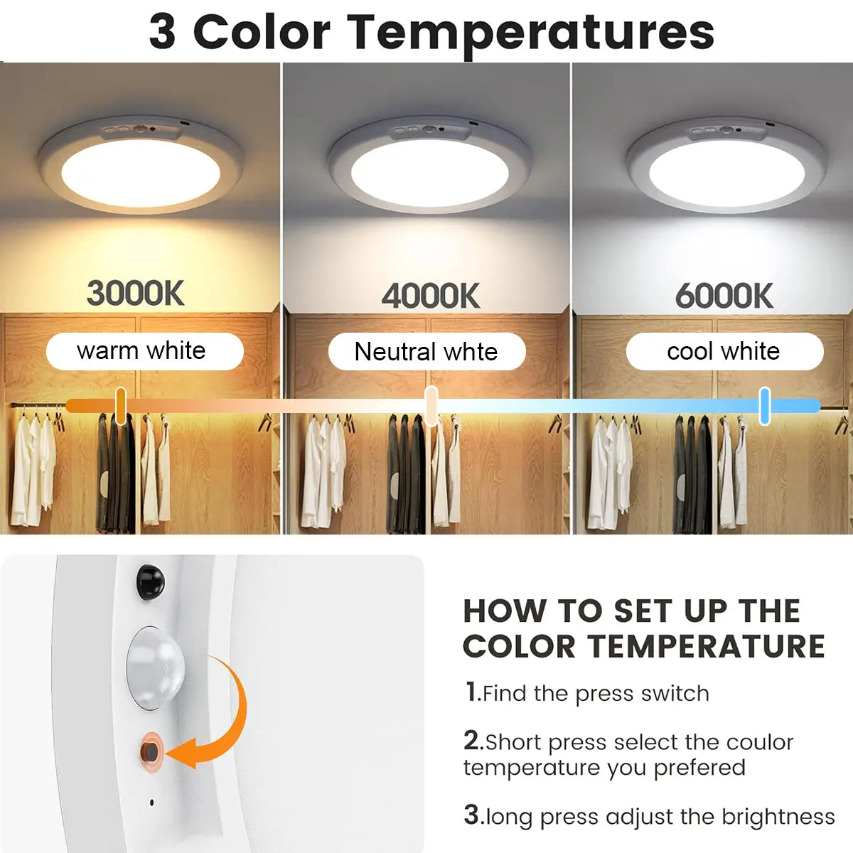 Rechargeable Wireless Sensor Ceiling Light with Remote Control and USB Charging for Versatile Indoor and Outdoor Use