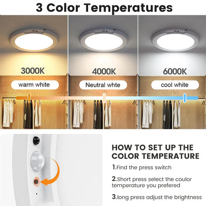 Rechargeable Wireless Sensor Ceiling Light with Remote Control and USB Charging for Versatile Indoor and Outdoor Use