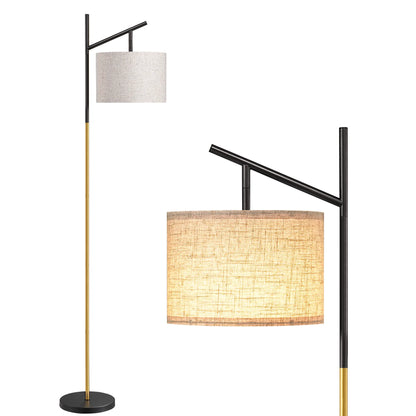 EDISHINE Modern Floor Lamps for Living Room, 64.7" Minimalist Standing Lamp with 3 Color Temperatures Bulb & Adjustable Linen Shade, Foot Pedal Switch, Arc Tall Lamp for Bedroom Office, Black