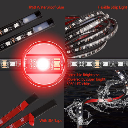 Car Underglow Lighting Kit - LED Underbody Lights with App and Remote Control, 16 Million RGB Colors, 29 Preset Modes, Music Sync and DIY Options, Suitable for SUVs and Trucks, DC 12V