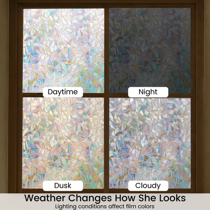 Dktie 17.7" X 78.7" Rainbow Window Film, 3D Decorative Window Vinyl, Anti-Uv & Heat Blocking, Easy Install Electrostatic Cling, Deliver Installation Tools
