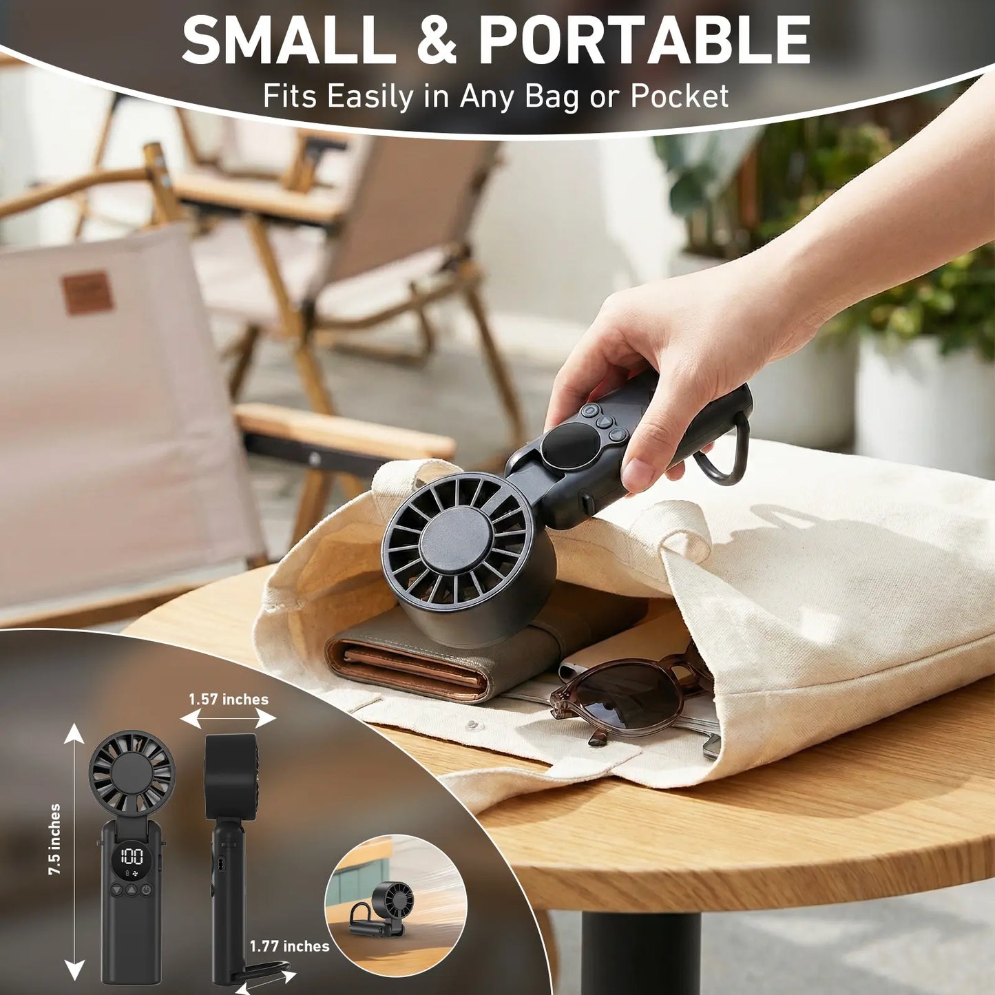 SINLEY Portable Handheld Turbo Fan, 199 Gear Wind, Battery Operated, up to 20 Working Hours, 3 in 1 Hand Fans with Air Turbo Tech Cooling Fan for Outdoor Activities, Travel