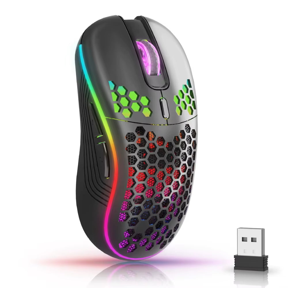 Elevate Your Gaming Experience with the 2.4G Wireless RGB Backlit Mouse - Ergonomic Design, 6 Buttons, and Rechargeable Convenience