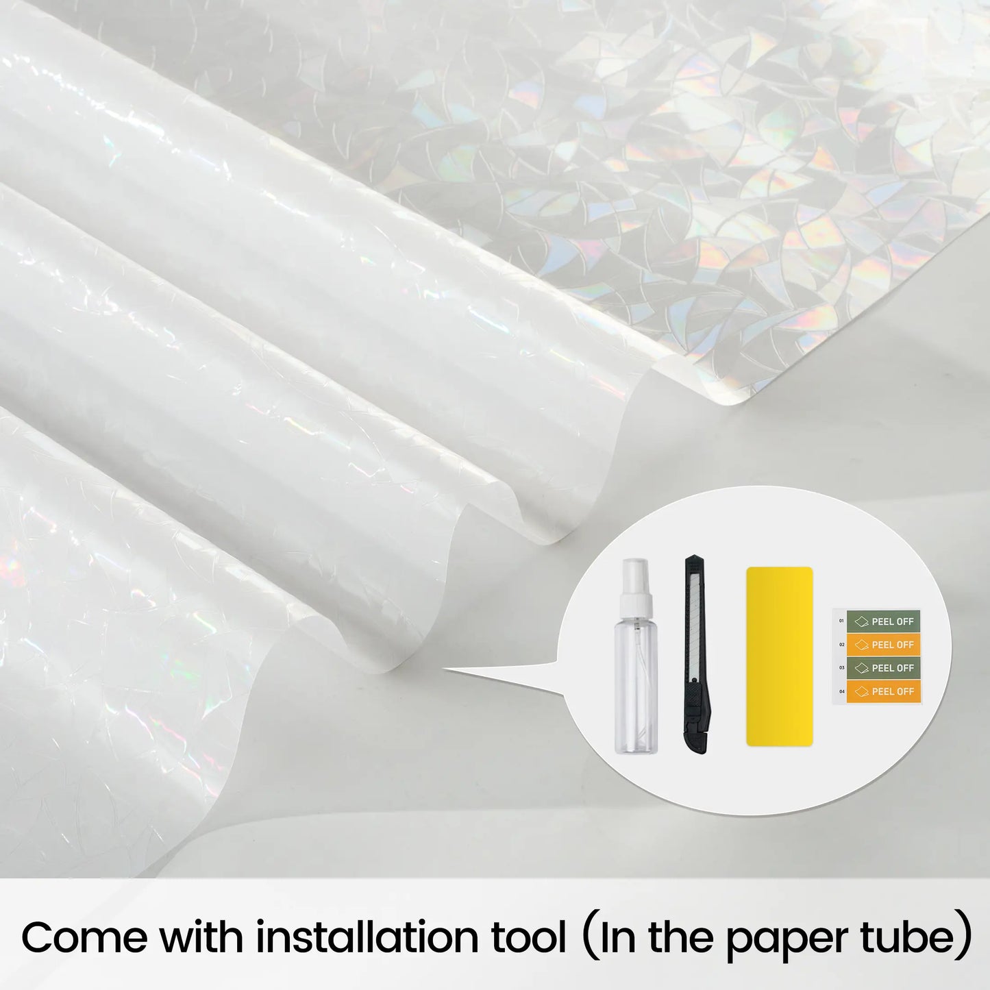 Dktie 17.7" X 78.7" Rainbow Window Film, 3D Decorative Window Vinyl, Anti-Uv & Heat Blocking, Easy Install Electrostatic Cling, Deliver Installation Tools