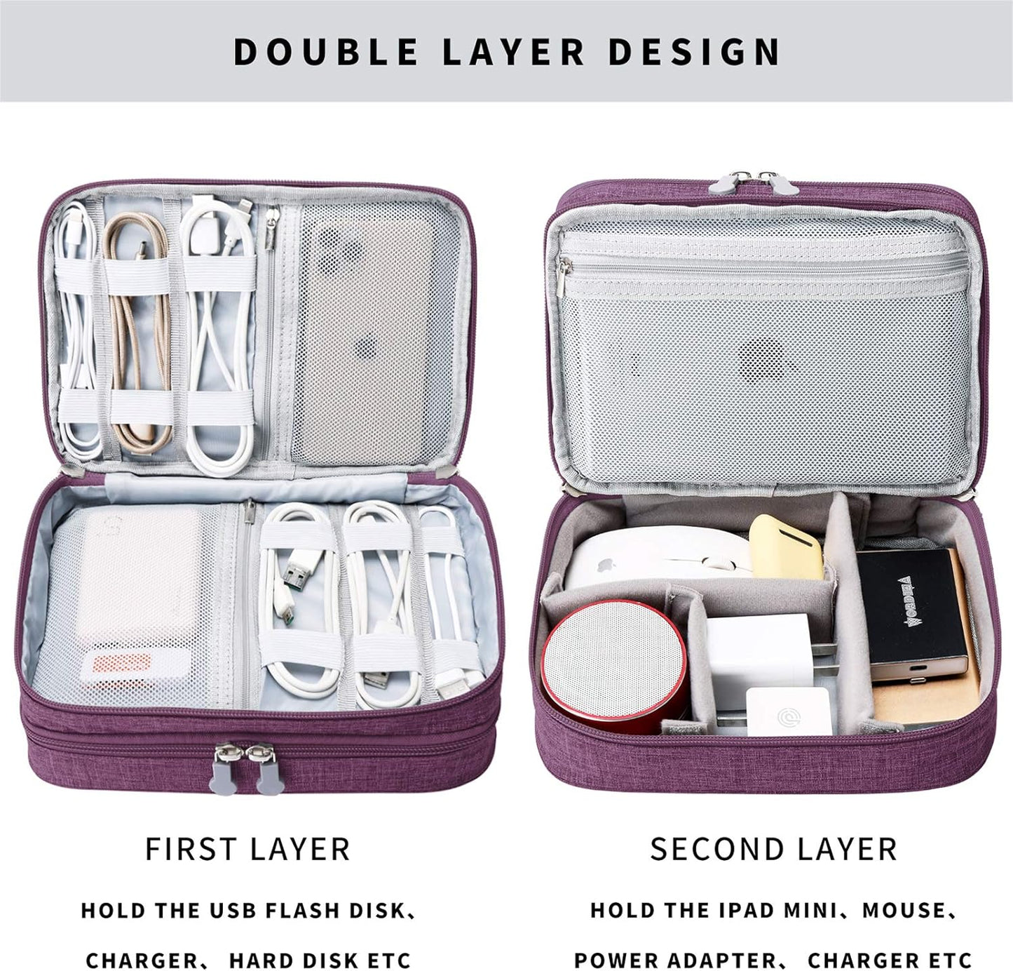 Stay organized on the go with our stylish Purple Travel Cable Organizer Bag! Perfect for all your electronic accessories like chargers, cords, and more! #TravelEssentials #Organization