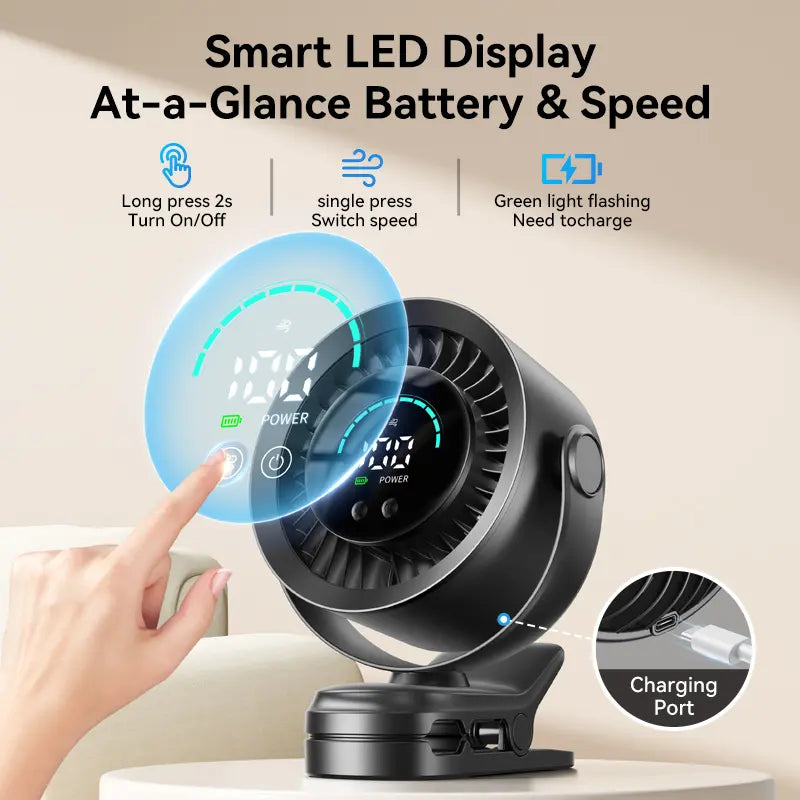 Portable desk fan with clip-on design