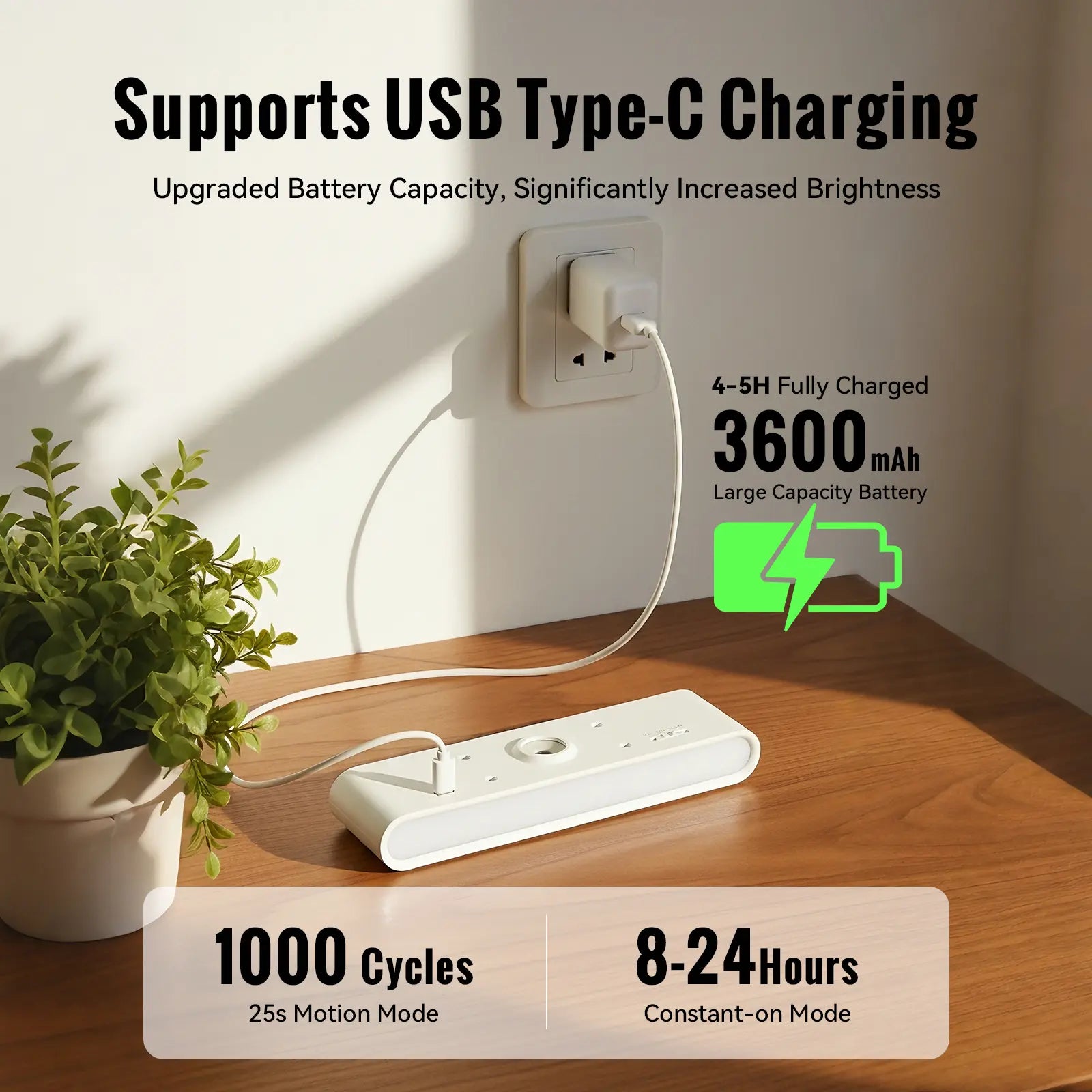Rechargeable Wireless Wall Light with Remote and Touch Control, 360° Adjustable, Three Color Temperatures for Contemporary Home Decor