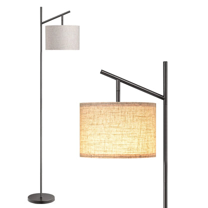 EDISHINE Modern Floor Lamps for Living Room, 64.7" Minimalist Standing Lamp with 3 Color Temperatures Bulb & Adjustable Linen Shade, Foot Pedal Switch, Arc Tall Lamp for Bedroom Office, Black