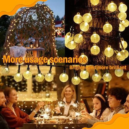 Solar String Lights with 8 Flashing Modes and 120 LED Bubble Bulbs, Modern Plastic Design, Switch Controlled for Garden, Mother's Day, Weddings, Birthdays, and Holiday Decorations