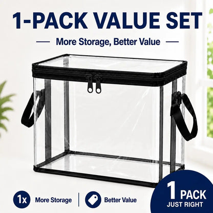 Large Clear Thick Plastic Storage Box with Hinged Lid, Heavy-Duty Durable High-Capacity Organizer for Home, Moving, Attic