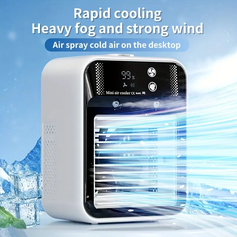 2026 Portable 3-in-1 Fan and Evaporative Cooler with Dual Mist Speeds for Personal Use in Bedroom, Office, and Camping