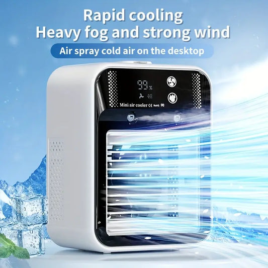 2026 Portable 3-in-1 Fan and Evaporative Cooler with Dual Mist Speeds for Personal Use in Bedroom, Office, and Camping