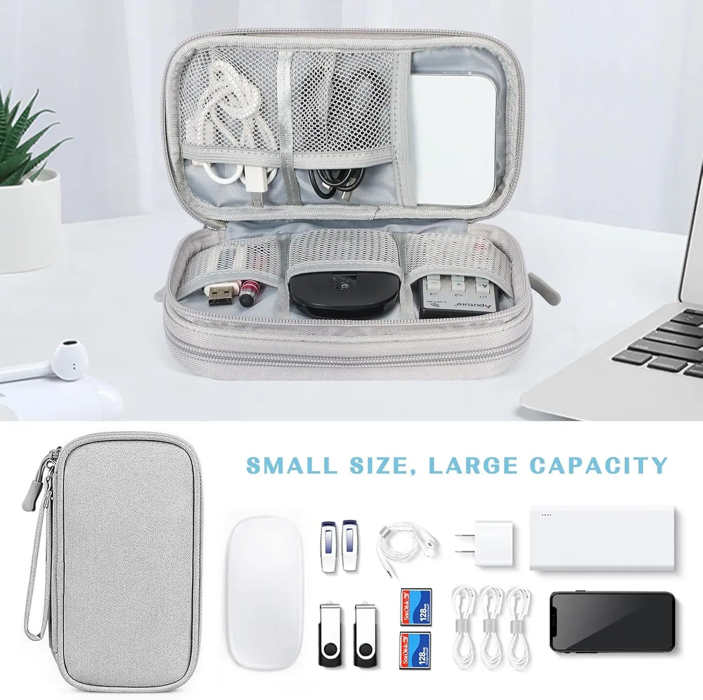 Electronics Travel Organizer,Portable Waterproof Electronic Travel Storage Bag for Small Charging Cord Storage,Charger,Small Electronics,Sd Card Etc,For Travel,Business