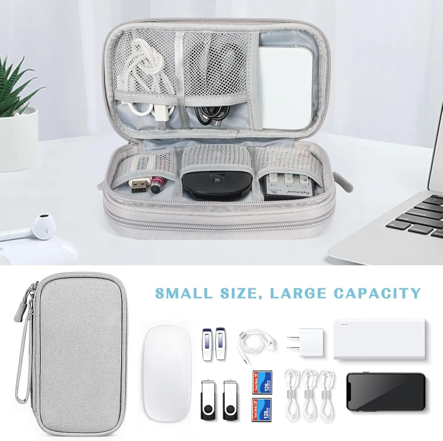 Electronics Travel Organizer,Portable Waterproof Electronic Travel Storage Bag for Small Charging Cord Storage,Charger,Small Electronics,Sd Card Etc,For Travel,Business