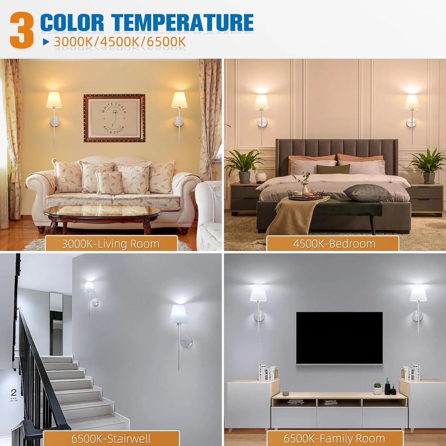 Silver Wall Mounted LED Sconce - Rechargeable, Wiring-Free, Dimmable RGB Bulb for Indoor Ambient Lighting in Living Spaces, Study, and Dining Areas