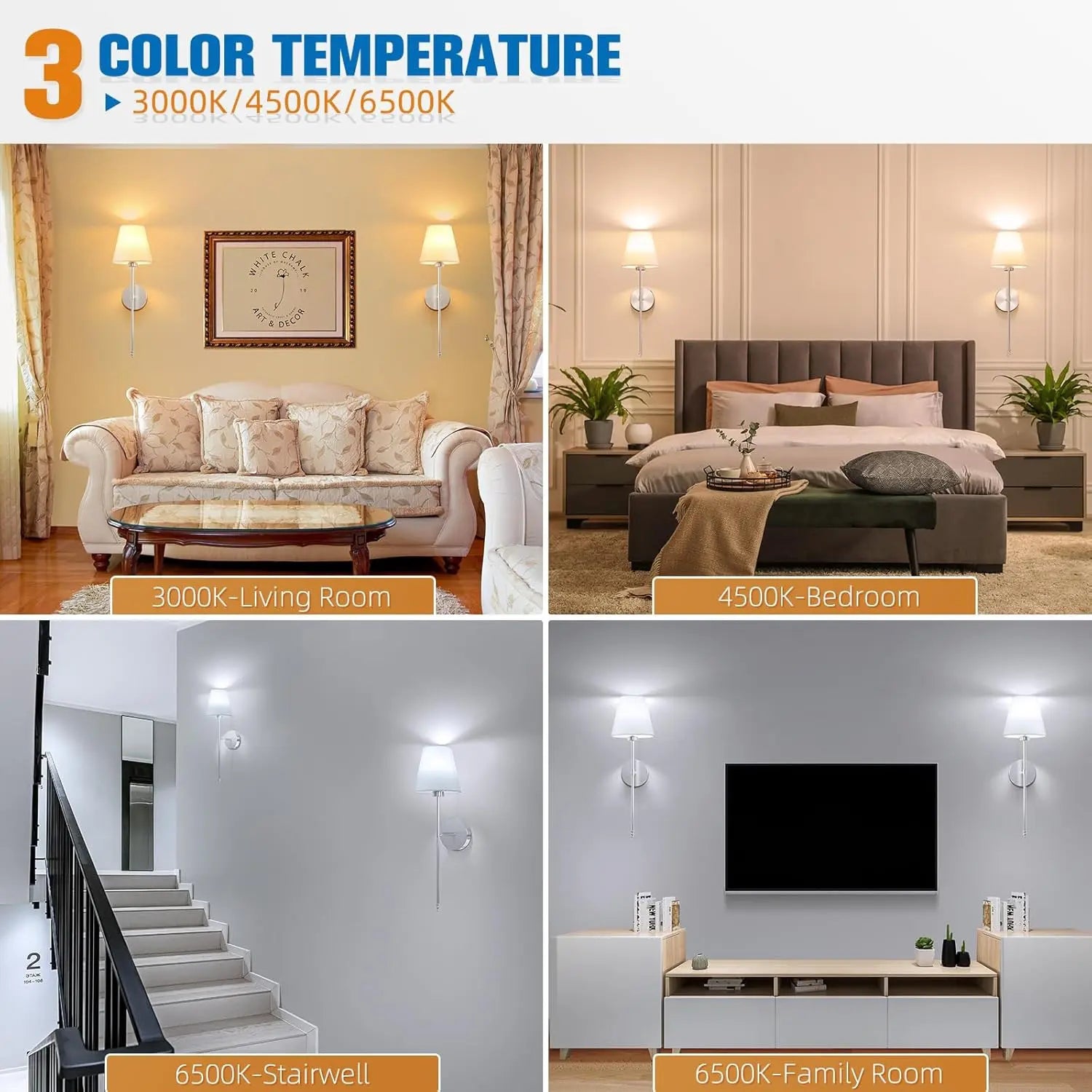 Silver Wall Mounted LED Sconce - Rechargeable, Wiring-Free, Dimmable RGB Bulb for Indoor Ambient Lighting in Living Spaces, Study, and Dining Areas