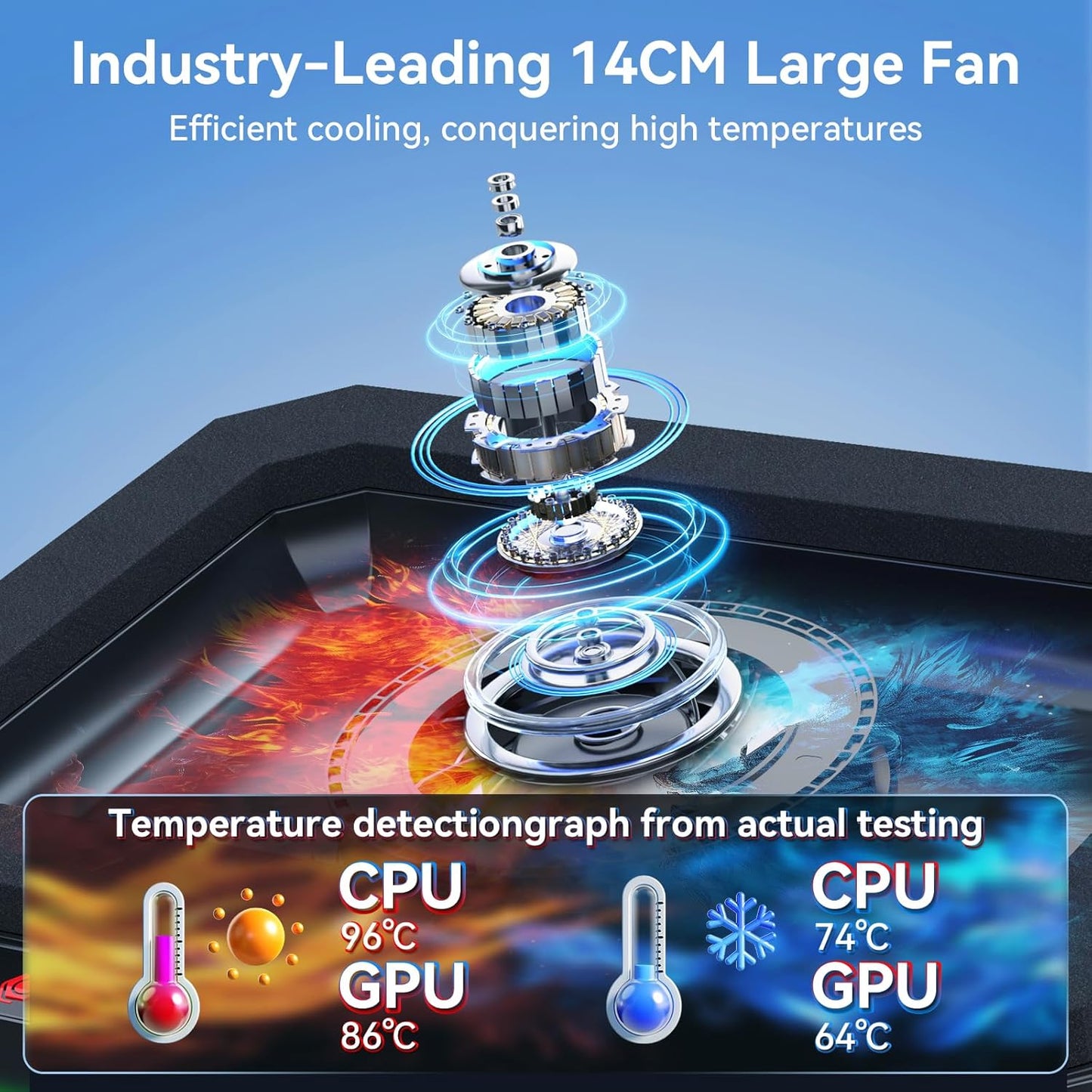 Ultimate Gaming Laptop Cooling Pad with Turbo Fan, RGB Lighting, and Adjustable Heights for Enhanced Performance