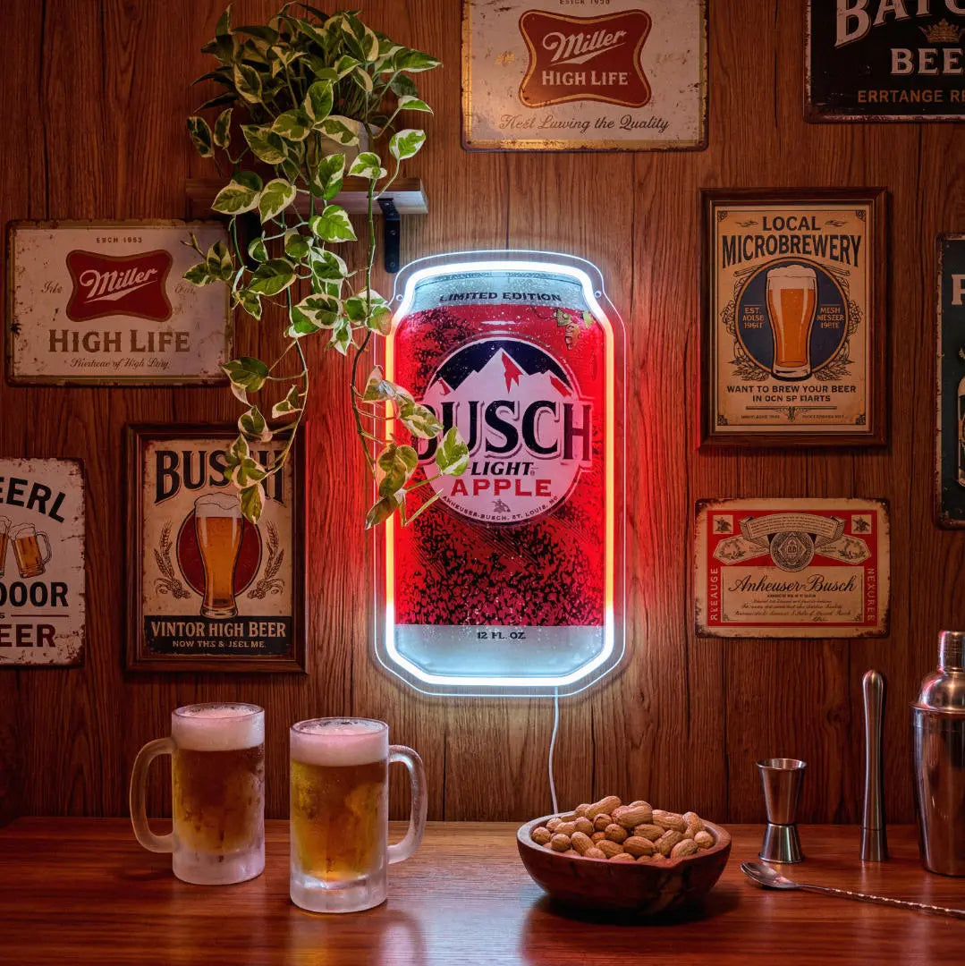Beer Can LED Neon Sign - USB Powered Wall Decor for Home Bars, Garages, Man Caves, and Parties - Ideal Gift for Men