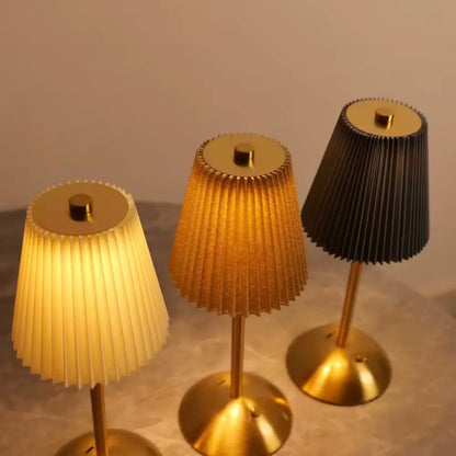 Kiwi Glow Wireless Brass Finish Desk Lamp with Umbrella Shade and USB-C Charging