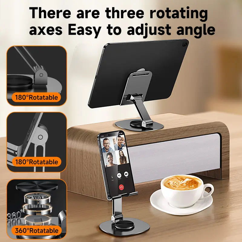 360-Degree Stable Cellphone & Tablet Mount, Adjustable Compact Phone Holder with Ultra-Strong Support, Portable Electronics Accessories