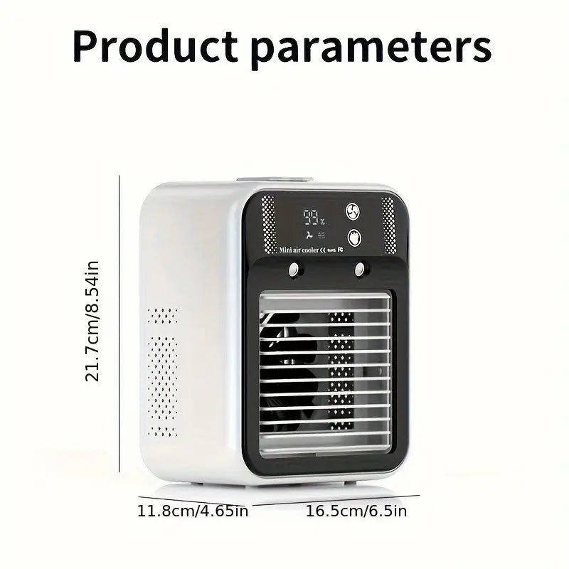 2026 Portable 3-in-1 Fan and Evaporative Cooler with Dual Mist Speeds for Personal Use in Bedroom, Office, and Camping