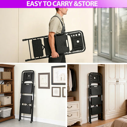 5 Step Ladder Folding Steel Step Stoo W/Non-Slip Wide Pedal and Tool Tray