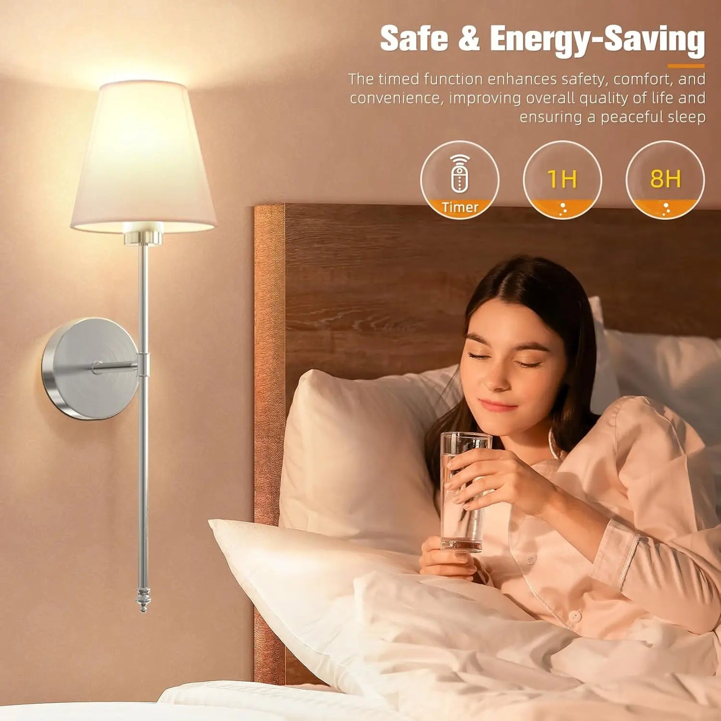 Silver Wall Mounted LED Sconce - Rechargeable, Wiring-Free, Dimmable RGB Bulb for Indoor Ambient Lighting in Living Spaces, Study, and Dining Areas
