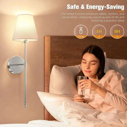 Silver Wall Mounted LED Sconce - Rechargeable, Wiring-Free, Dimmable RGB Bulb for Indoor Ambient Lighting in Living Spaces, Study, and Dining Areas