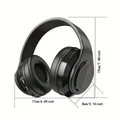 Wireless Headphones, Foldable Headphones with Colorful LED Light, Headphones with Microphone, FM, SD Card Slot, for School, Tablet, PC, TV, Phone, Wireless Chargeable Headphones