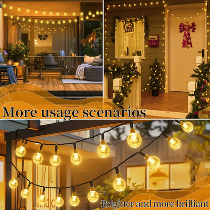 Solar String Lights with 8 Flashing Modes and 120 LED Bubble Bulbs, Modern Plastic Design, Switch Controlled for Garden, Mother's Day, Weddings, Birthdays, and Holiday Decorations