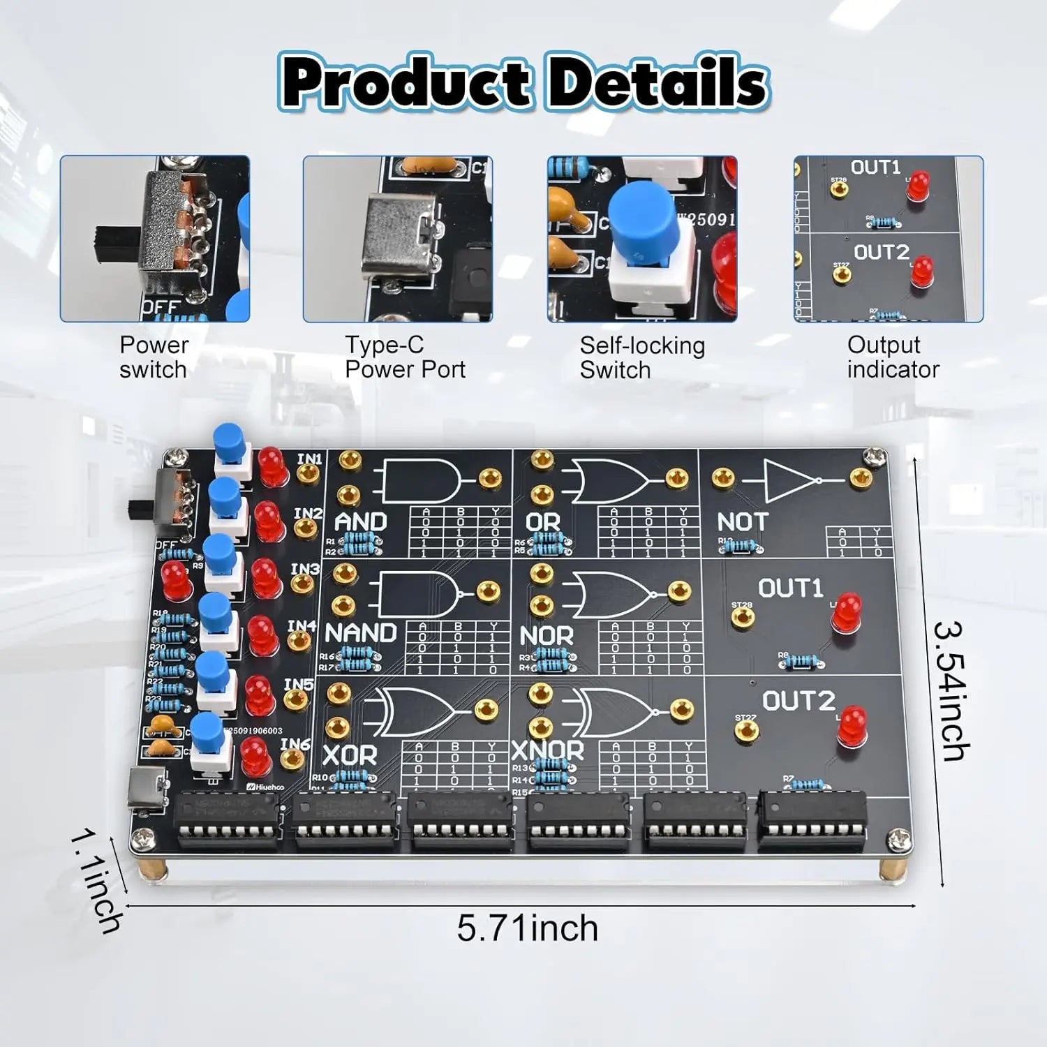 DIY Logic Gate Circuit Soldering Kit–Basic Logic Gate Learning Kit with Interactive LED Simulation, Electronics Soldering Practice Kit for Middle High School College Students STEM Education