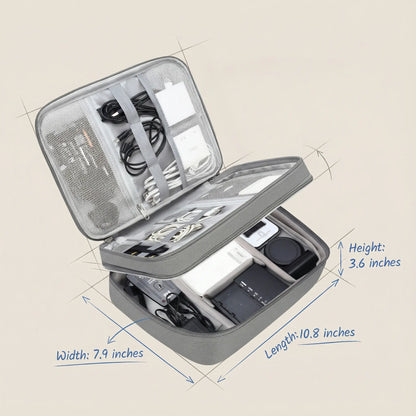 3 Layer Electronics Storage Bag Travel Cable Accessories Bag Waterproof Double Layer Organizer Portable Case for Cables Cord Charger Phone Adapter Power Bank Kindle Hard Drives Durable Pouch Easy to Carry