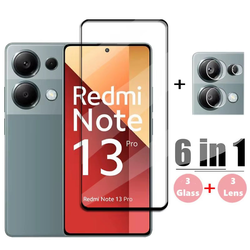 Upgrade Your Redmi Note 13 Pro with Our 6-in-1 Full Cover Tempered Glass Screen Protector! 📱✨