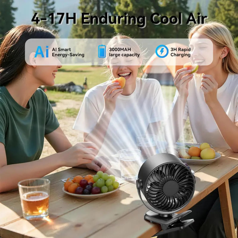 Small clip-on fan for everyday comfort