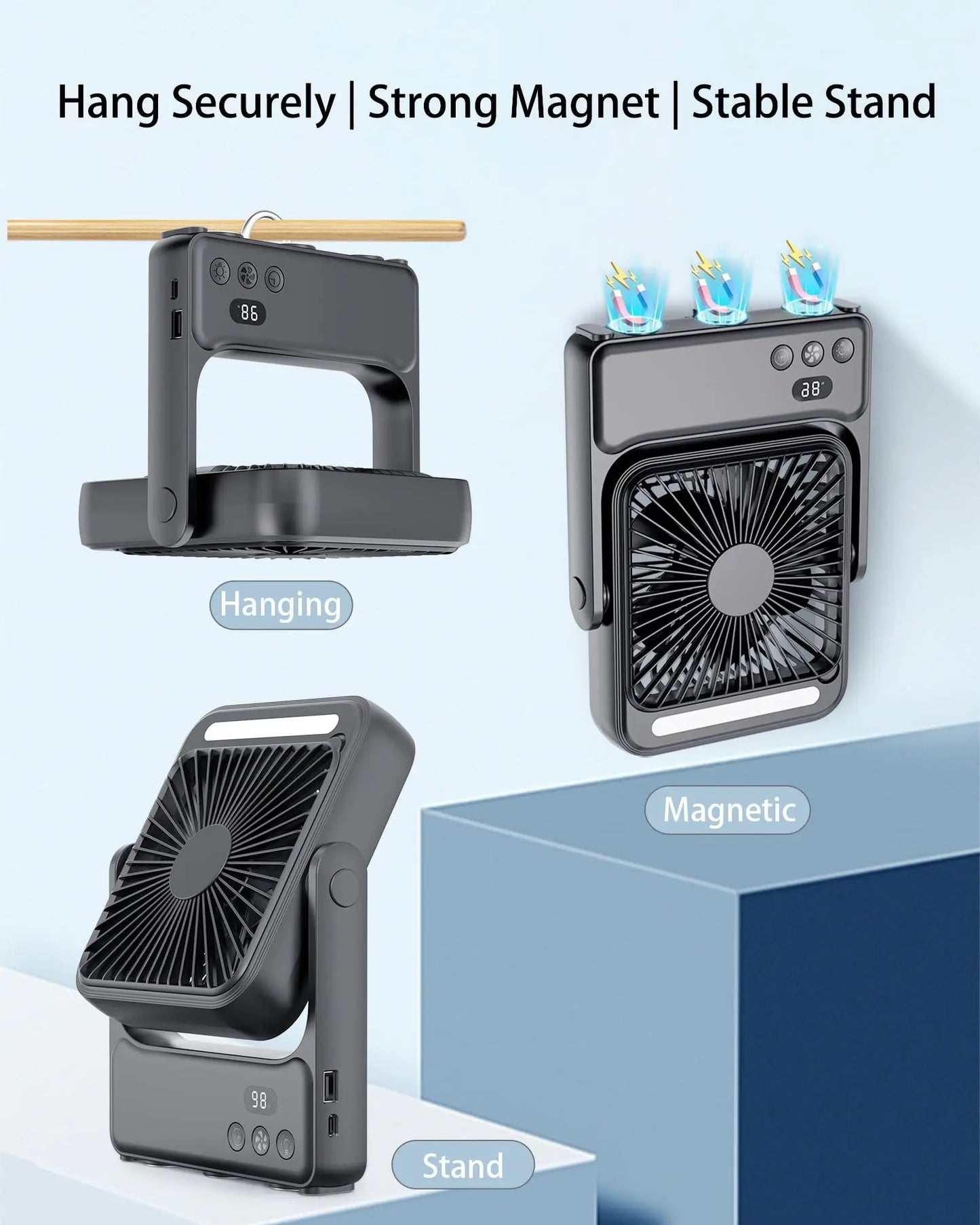 Compact travel fan for personal cooling