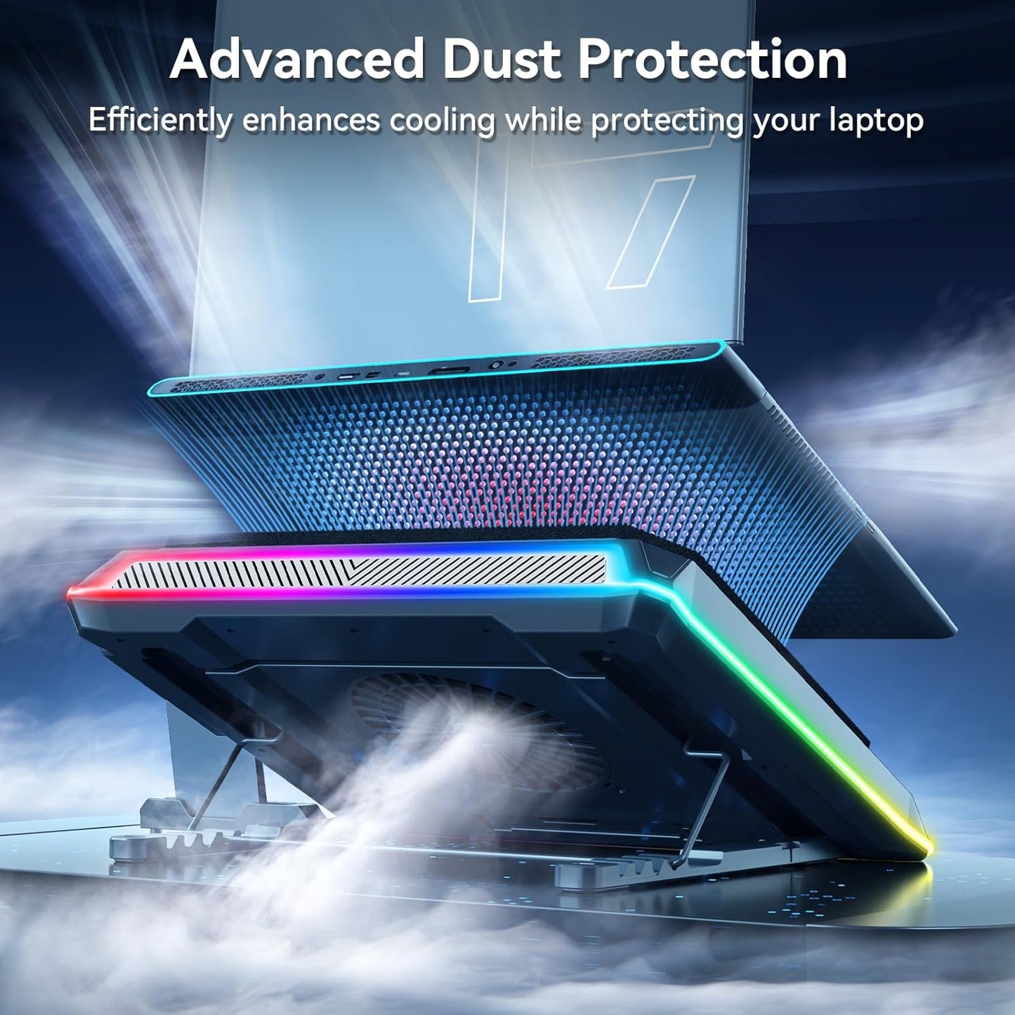 Ultimate Gaming Laptop Cooling Pad with Turbo Fan, RGB Lighting, and Adjustable Heights for Enhanced Performance