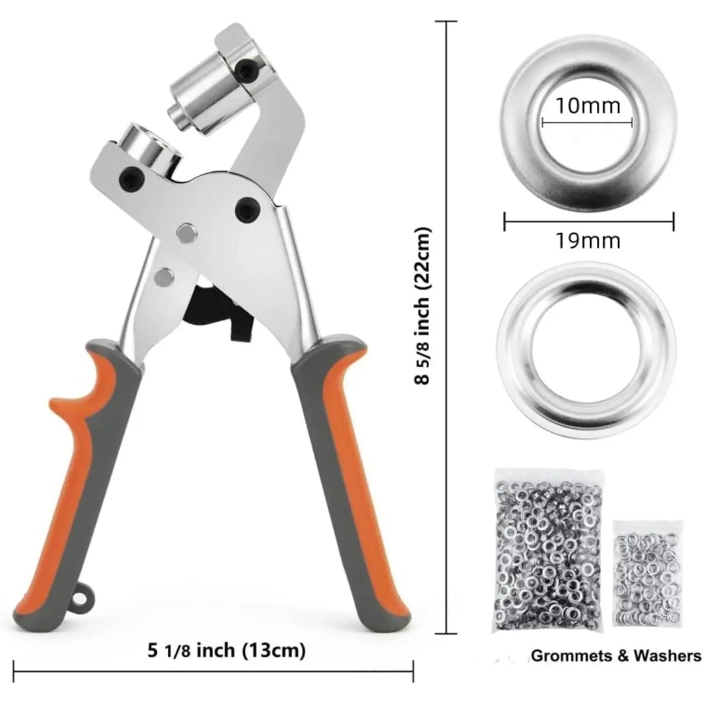 Snapfixmate Professional Grommet Kit: Heavy-Duty 3/8 Inch Eyelet Setter Tool with Handheld Pliers for Leather, Belts, Tarps, and Fabric