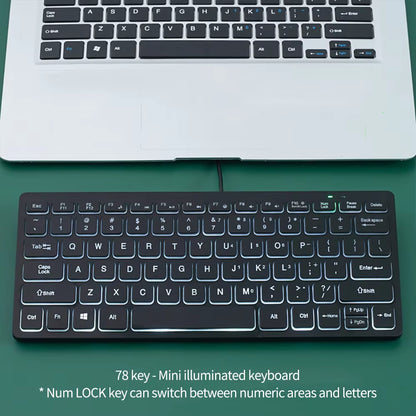 Compact mini wired USB keyboard for laptop and desktop computers