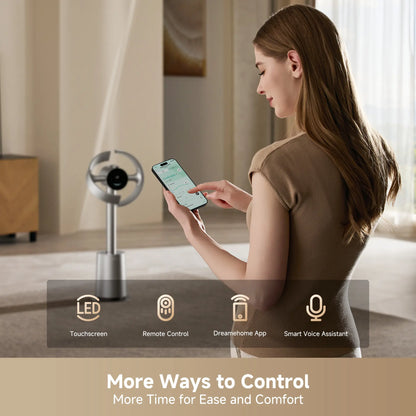 DREAME MF10 Bladeless Tower Fan for Bedroom, Smart Standing Fan with 270° Spatial Airflow for Whole-Room Circulation, 59Ft/S High Velocity, 10 Speeds 3 Modes, Temperature-Adaptive Airflow, Mf10-Beige