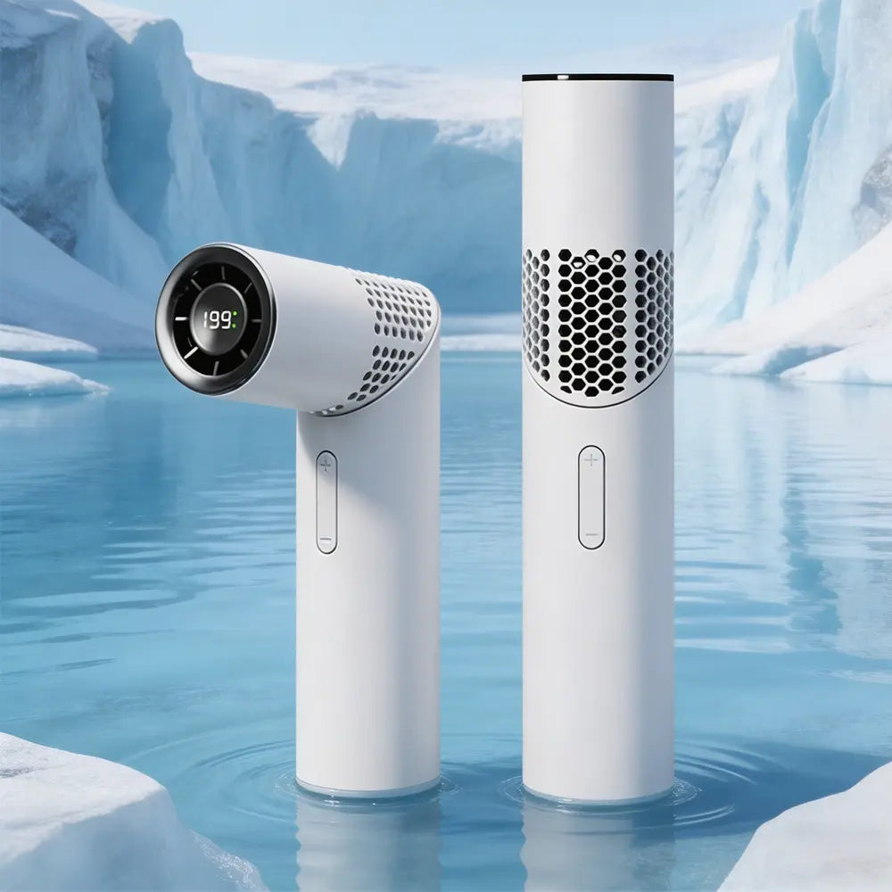 Portable rechargeable fan for handheld or neck use