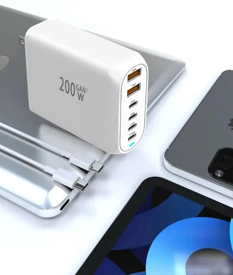 200W PD Charger for Mobile Phones and Electronics - Universal USB Wall Charger