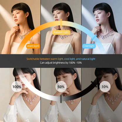 Summervibes 4-In-1 Magnetic Selfie Light, 360° Full-Ring LED Light with No Dead Angles, 3 Light Modes with Adjustable Brightness, Rechargeable & Portable with Built-In Phone Stand, On-The-Go Essential for Makeup & Selfies
