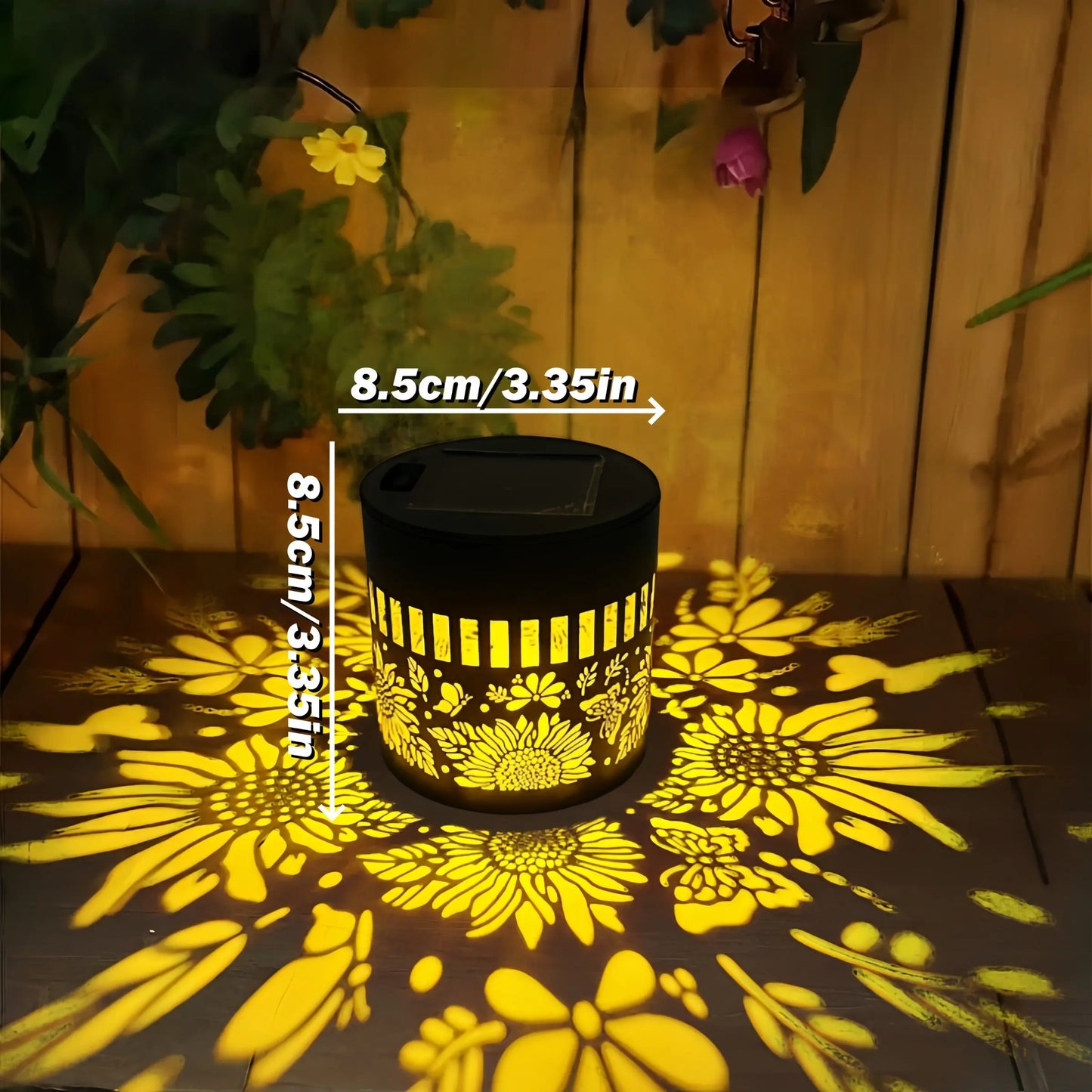 Solar Powered Outdoor Wall Lights, Warm Color Retro Hollow Design, LED Sunflower Shadow Lamp for Garden, Patio, Stairs, Christmas Decorations, Outdoor Pathway Light
