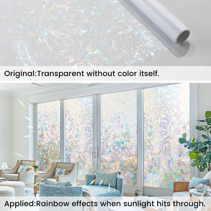 Dktie 17.7" X 78.7" Rainbow Window Film, 3D Decorative Window Vinyl, Anti-Uv & Heat Blocking, Easy Install Electrostatic Cling, Deliver Installation Tools