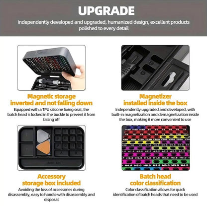 【Tiktokshopholidayhaul】132 in 1 Precision Screwdriver Hardware Set, Magnetic Screwdriver Tool Set with 108Pcs Bits, Multipurpose Screwdriver Tool Kit for Repairing Phone, Heavy Duty Industrial Tools, Precision Ratchet Screwdriver