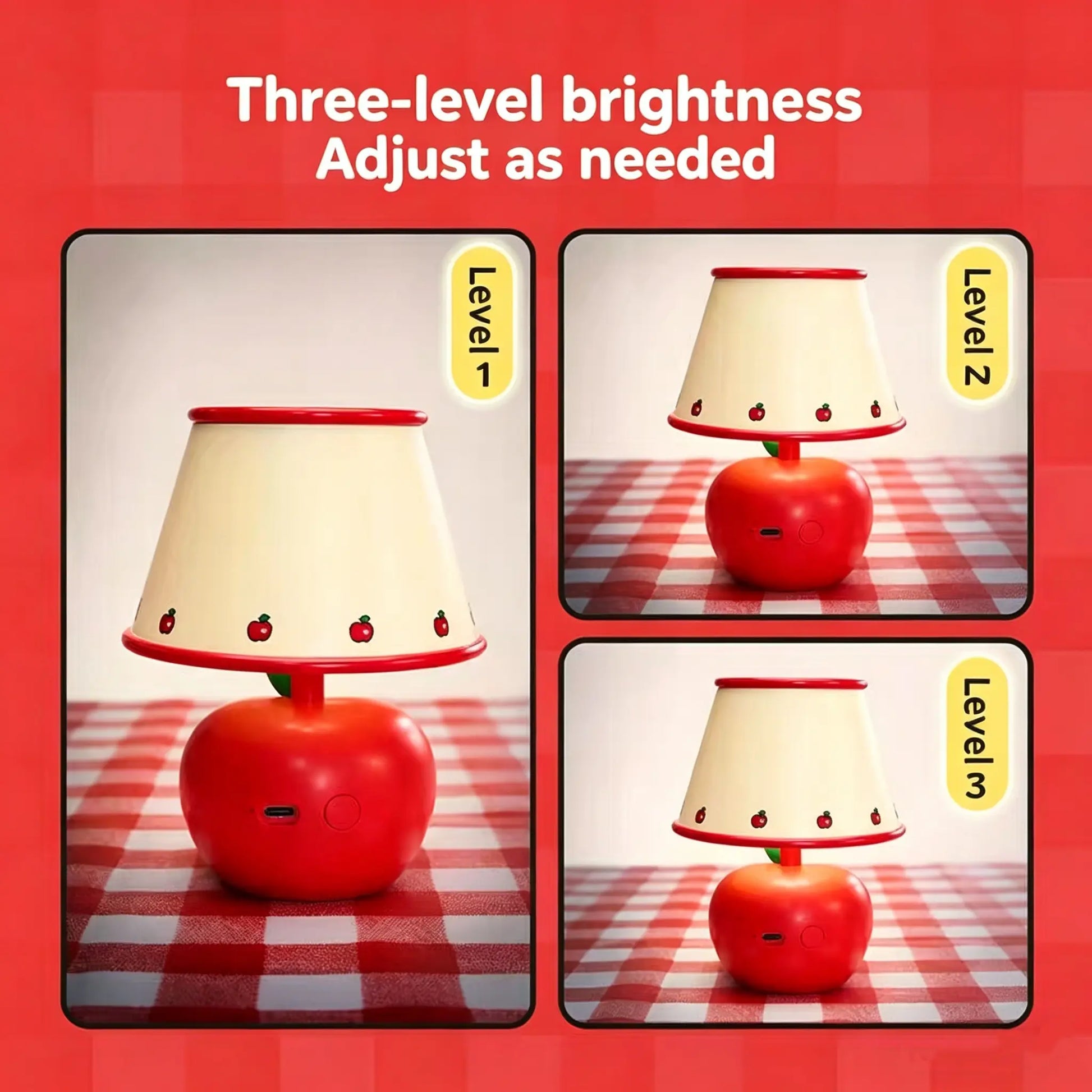 MINISO Hello Kitty Red & White Series LED Apple Night Light, HK Sweet Style LED Bedside Lamp, Cute Creative Bedside Lamp & Decorative Gift for Girls,#Summervibes